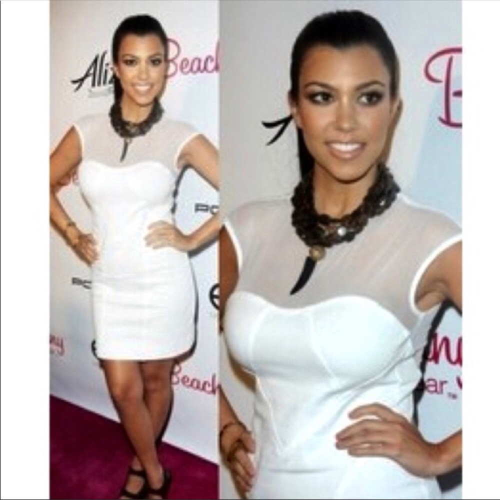 Kardashian’s for Bebe White Mesh Bodycon Dress